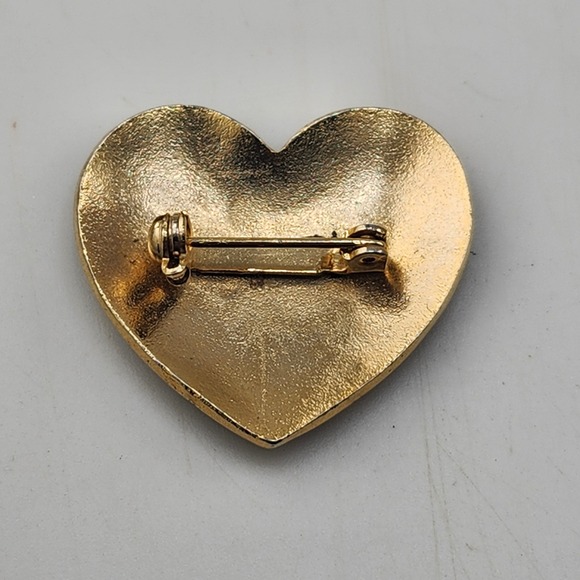 Heart Enamel Pin Brooch I Love You Rose Flower Gold Tone Valentine Gift - Picture 3 of 5